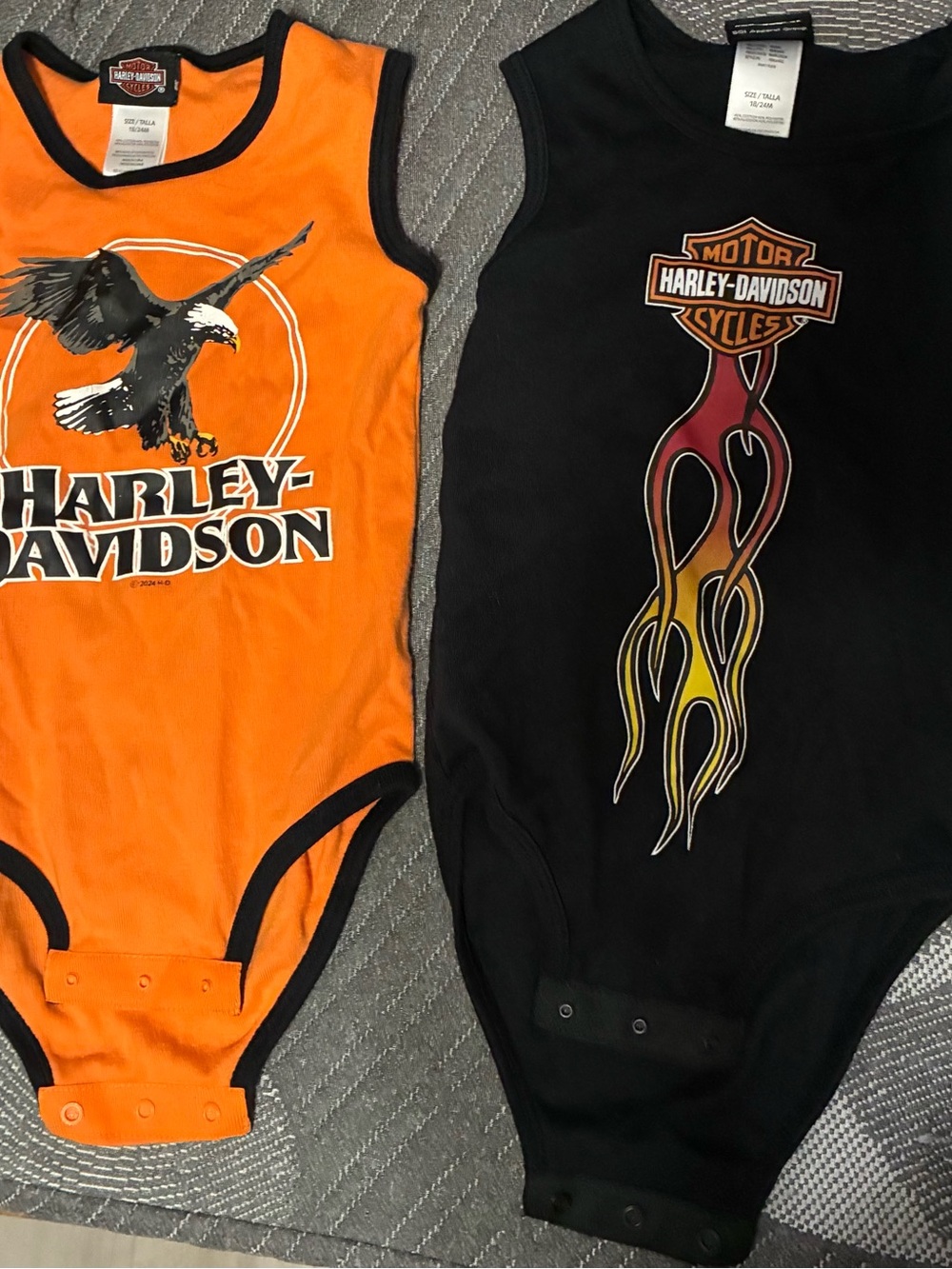 Harley-Davidson Kids One-Piece Bodysuits in Orange and Black